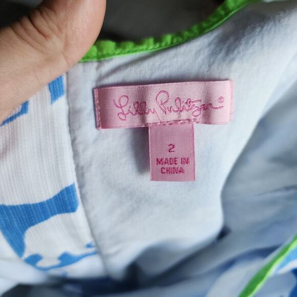 Lilly Pulitzer Size 2 Bay Blue Tusk In Sun Middle Cathy Shift Dress Elephants - Picture 7 of 7